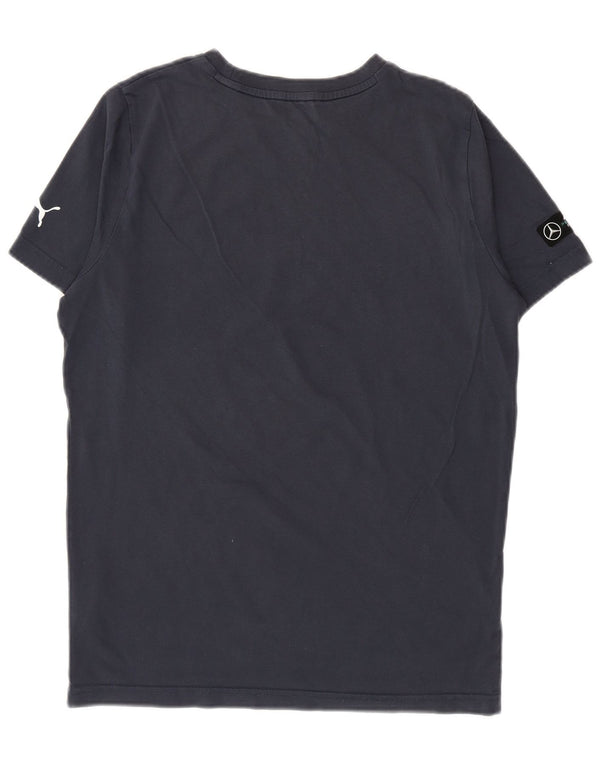T-shirt grafica da uomo Puma Top Small in cotone blu navy