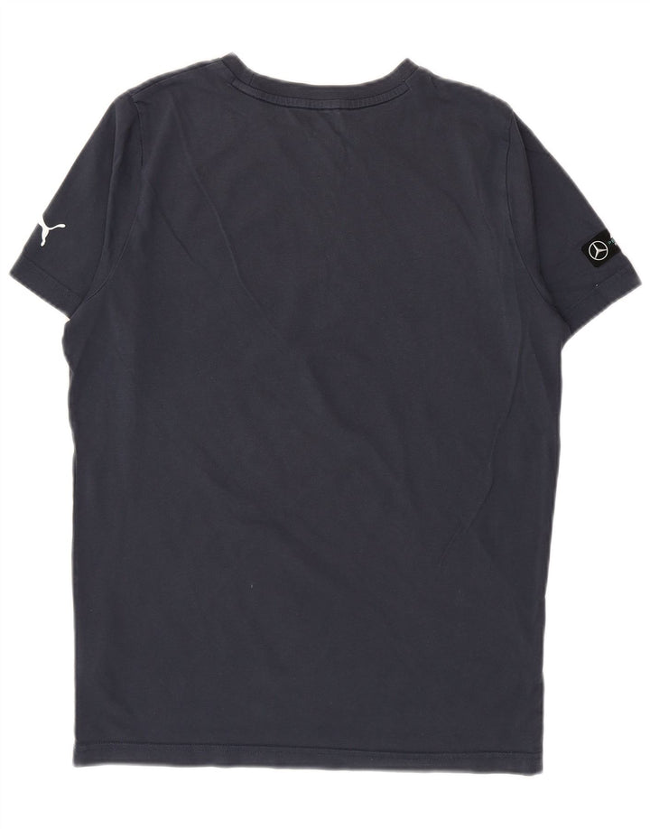 T-shirt grafica da uomo Puma Top Small in cotone blu navy