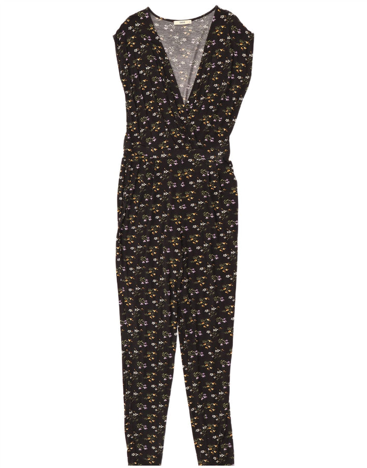 Tuta senza maniche da donna Oasis UK 12 Viscosa floreale nera media