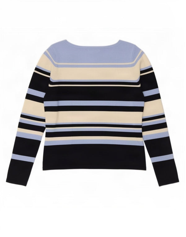 Marks & Spencer Womens Boat Neck Jumper Sweater UK 10 Small Blue Striped
