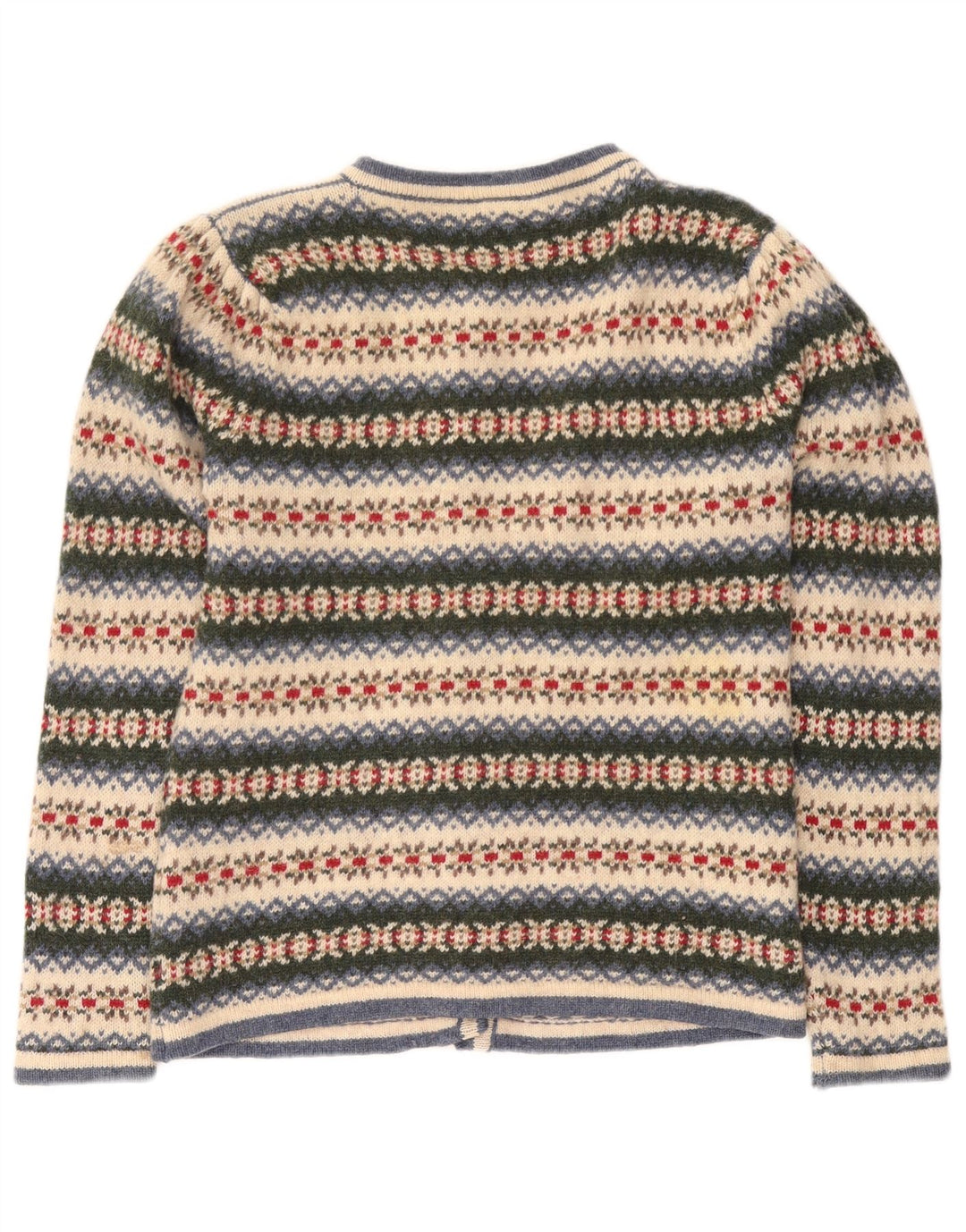 Maglione cardigan da donna VINTAGE UK 14 Lana Fair Isle multicolore media