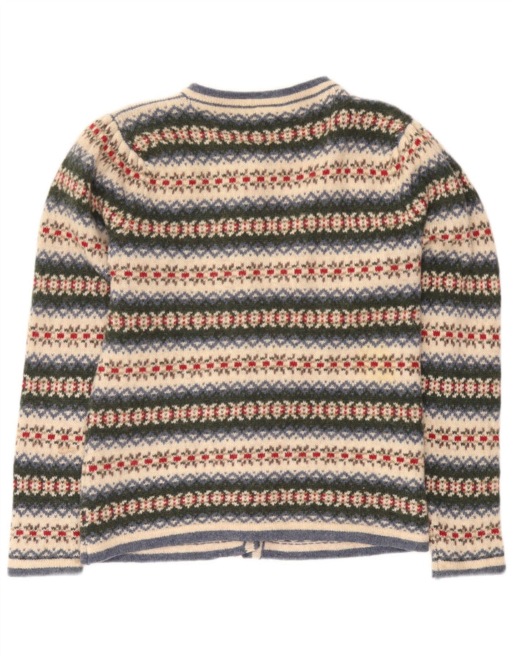 Maglione cardigan da donna VINTAGE UK 14 Lana Fair Isle multicolore media
