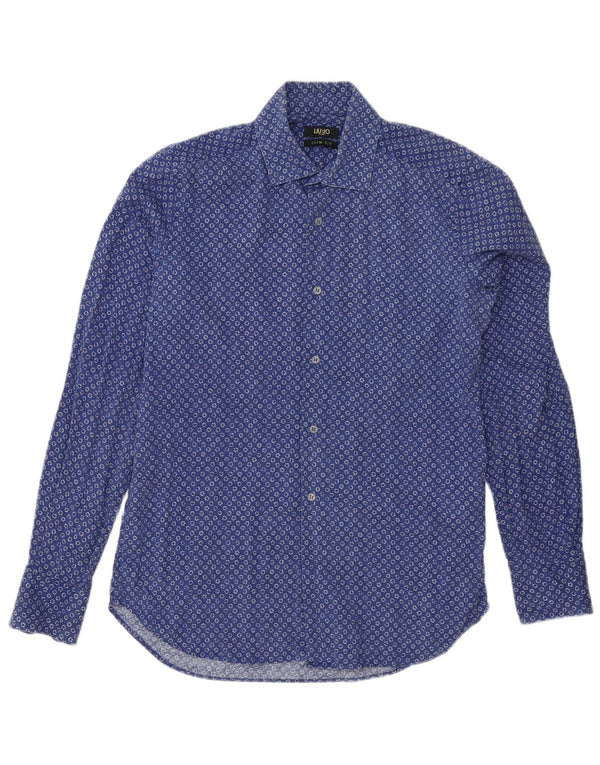 Camicia Liu Jo Uomo Slim Fit Cotone Maculato Blu Medio