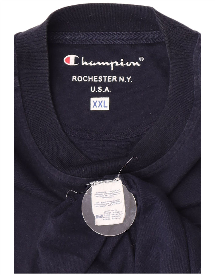 Top da uomo a maniche lunghe Champion 2XL cotone blu navy