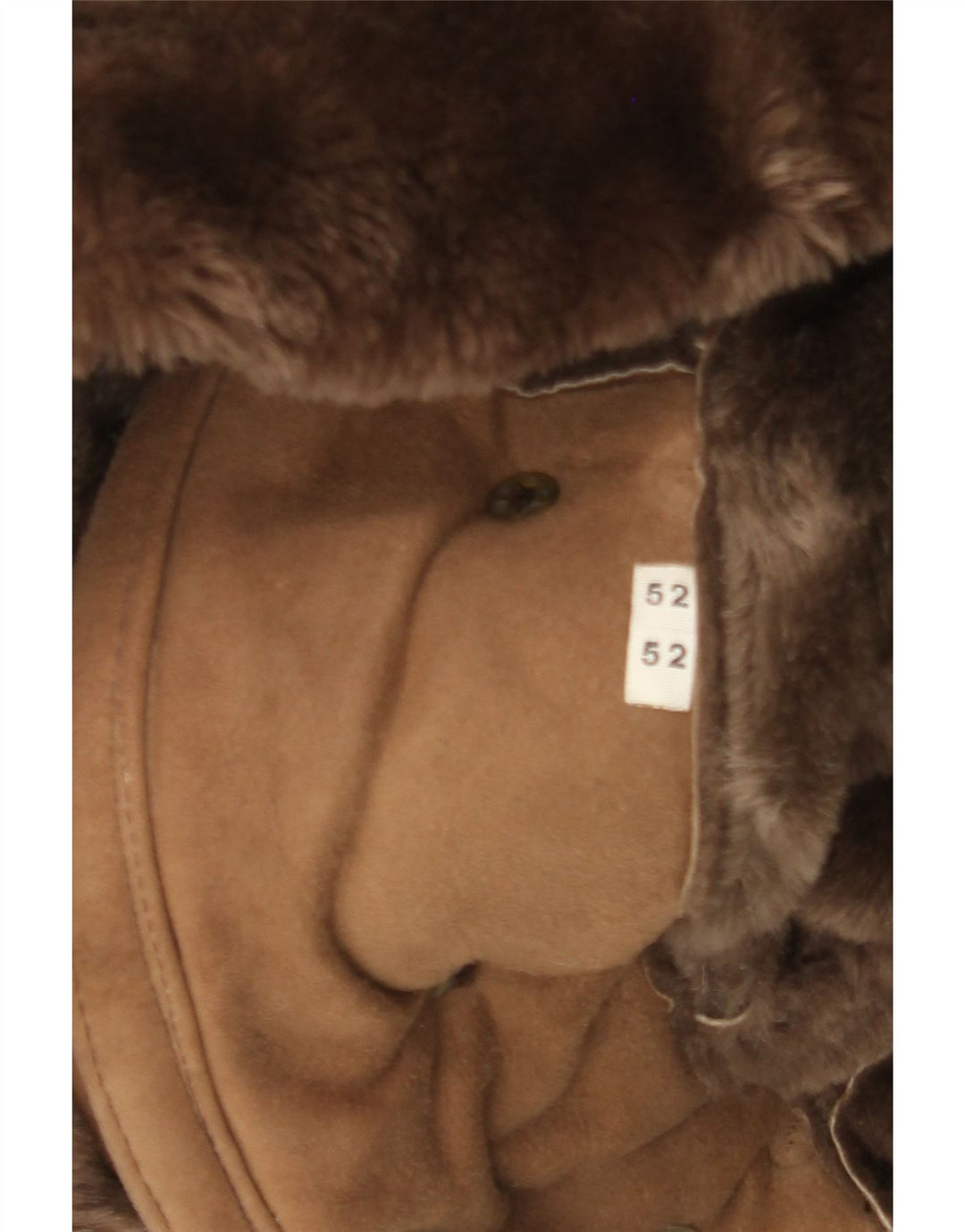 Cappotto doppiopetto vintage in shearling da uomo IT 52 XL Marrone