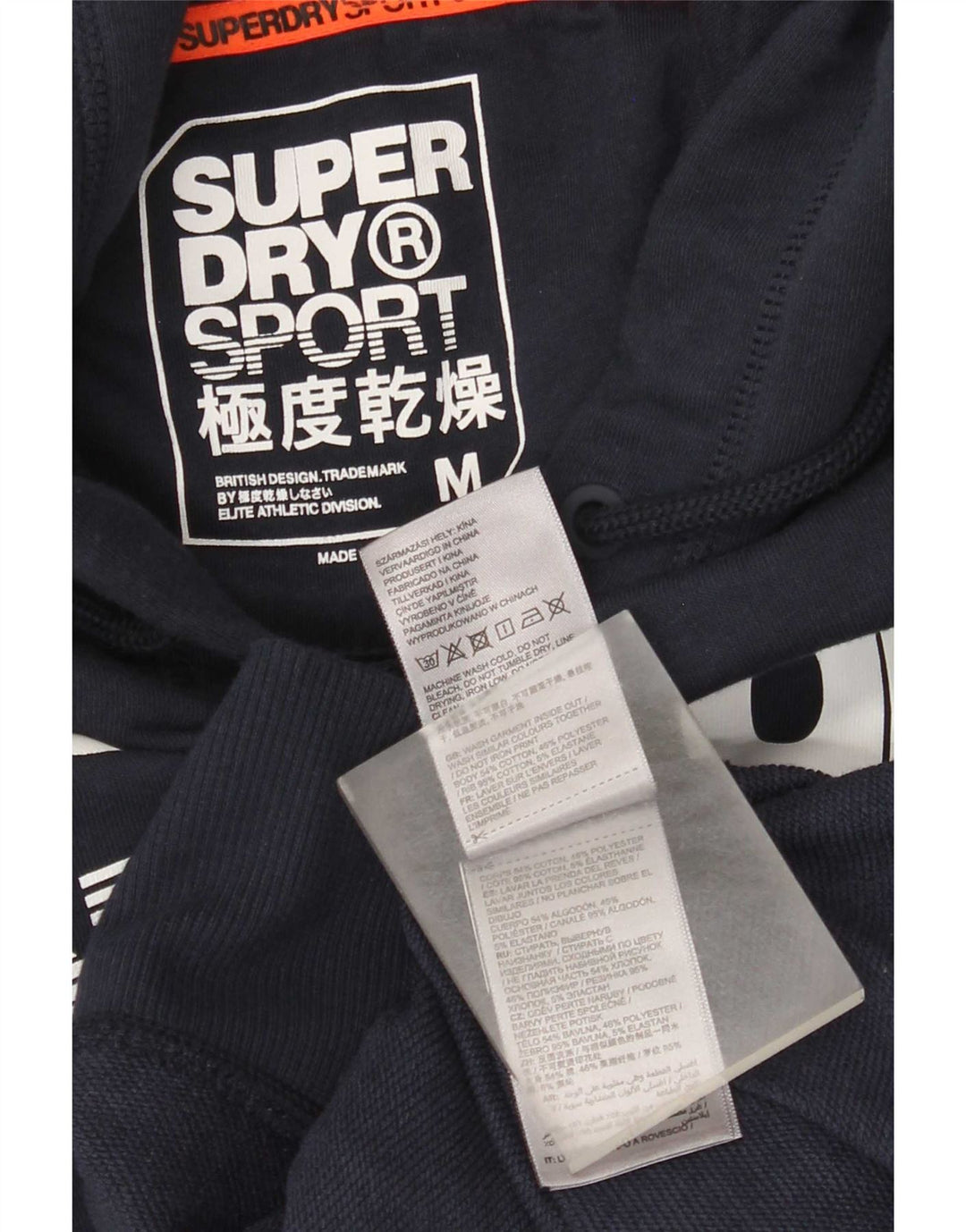 Maglione con cappuccio grafico da uomo Superdry in cotone blu navy medio