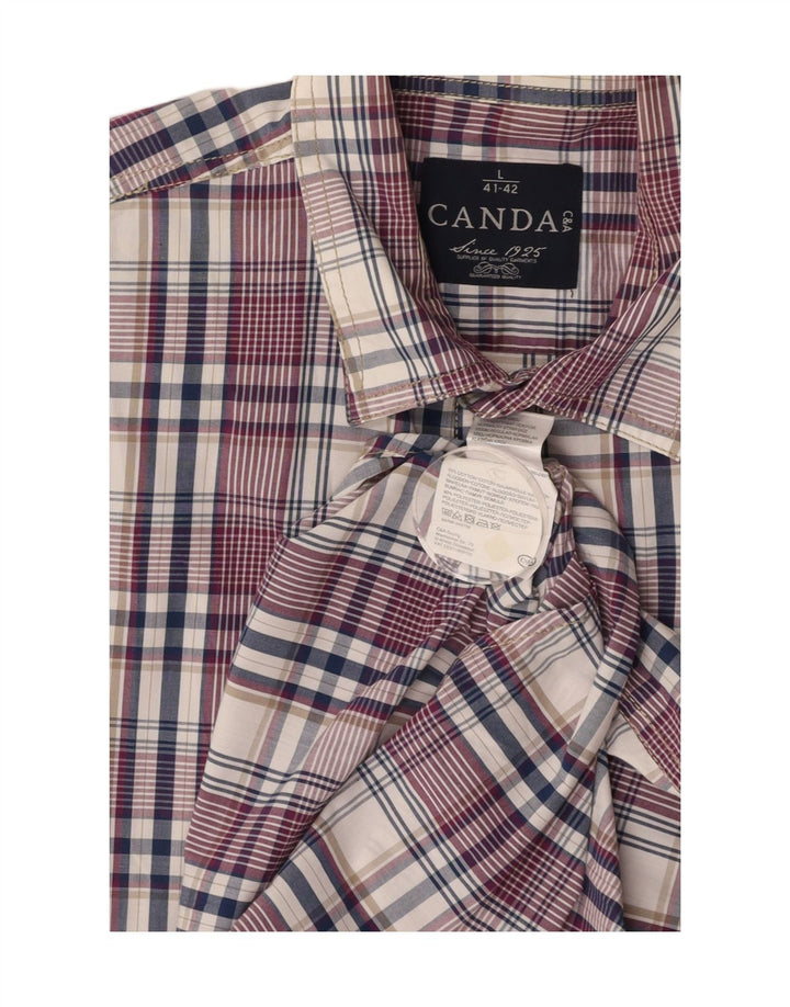 Camicia a maniche corte da uomo CANDA taglia 41/42 in cotone a quadri multicolore grande