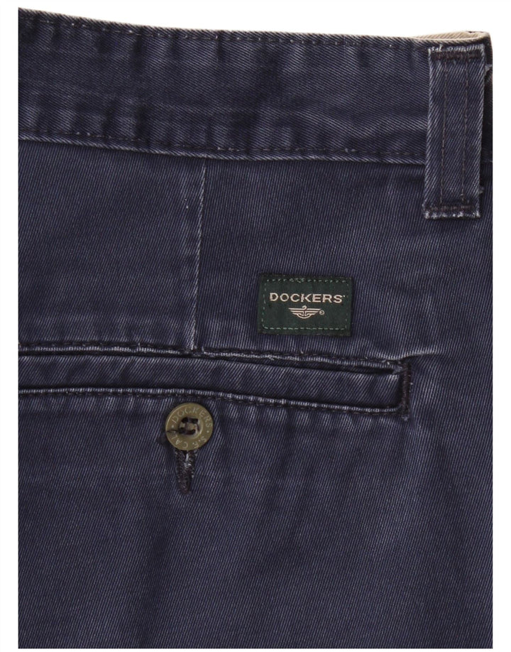 DOCKERS Pantaloni chino dritti da uomo W34 L28 Blu navy
