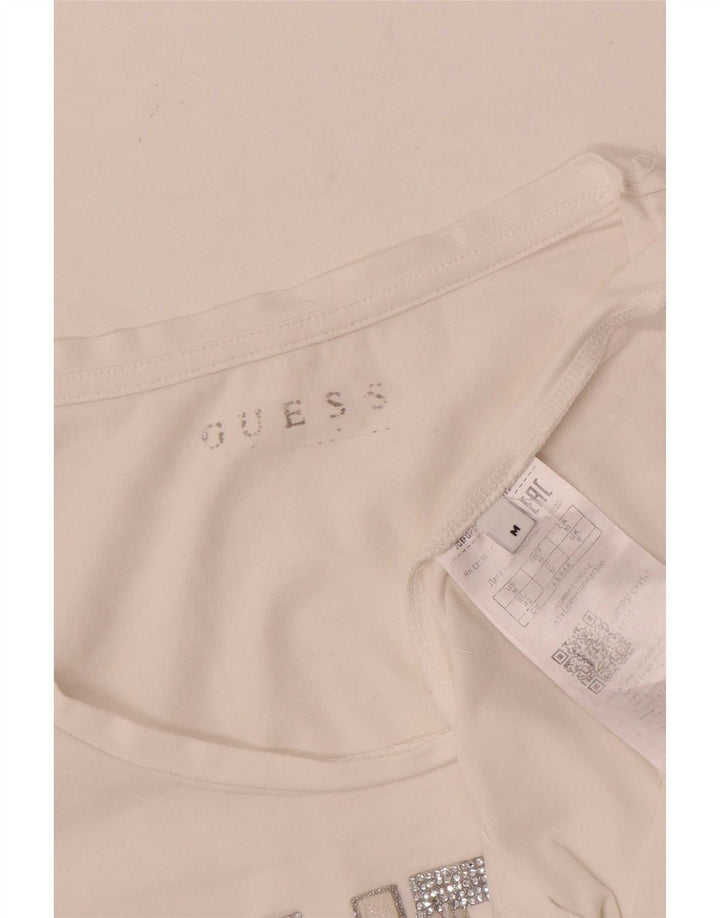 Guess T-shirt grafica da donna Top UK 8 Small Cotone bianco