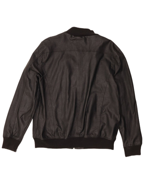 Giubbotto bomber da uomo identico in ecopelle Motorstyle UK 42 XL poliestere nero