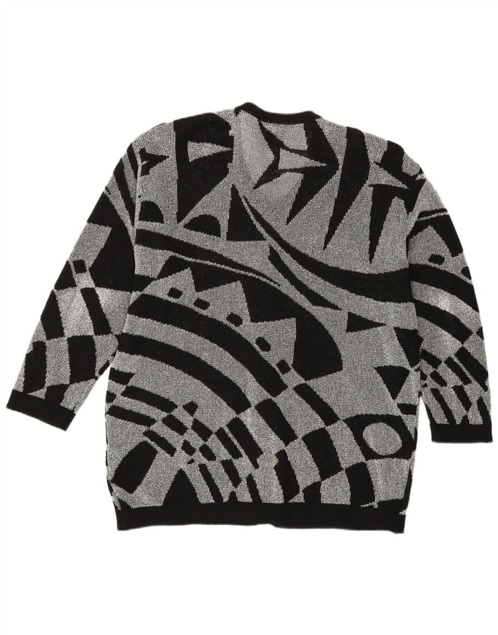 GOLDEN GATE Womens Cardigan Sweater IT 40/42 Medium Silver Geometric