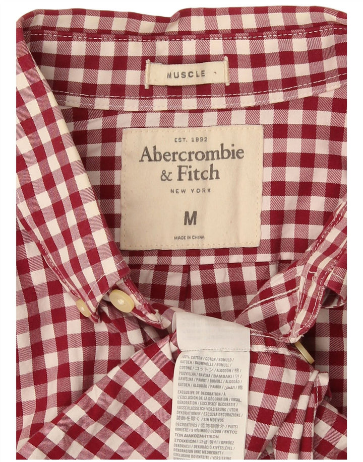 Camicia da uomo a quadri Muscle Fit Abercrombie & Fitch a quadretti rossi medi