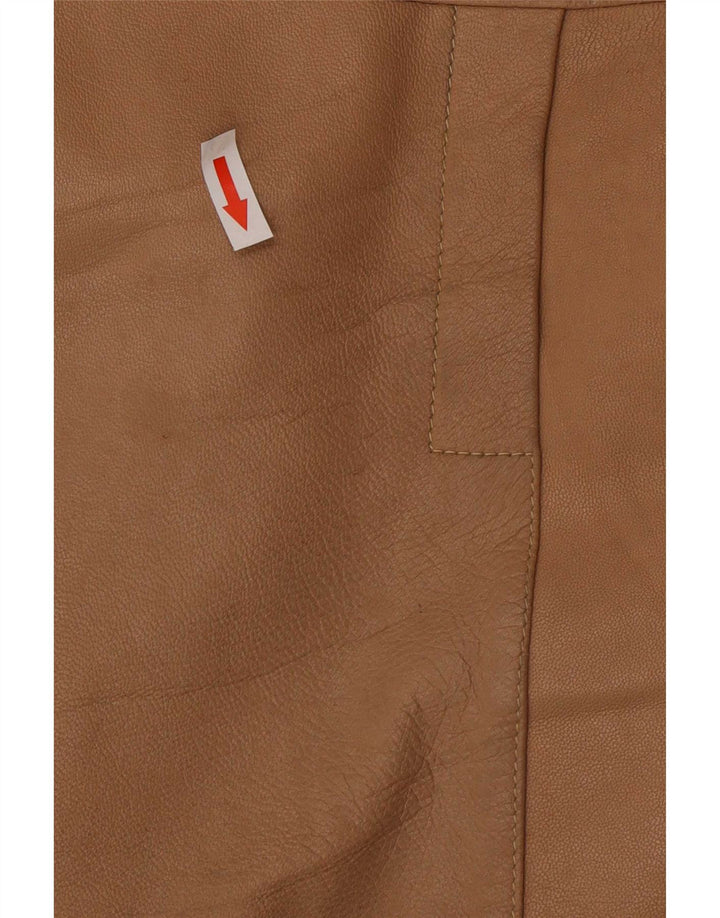 Giacca in pelle vintage da uomo piccola marrone