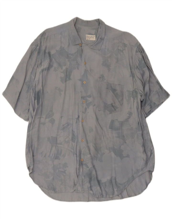 Bagutta Camicia Uomo Manica Corta Fantasia Astratta Viscosa Grigio Medio