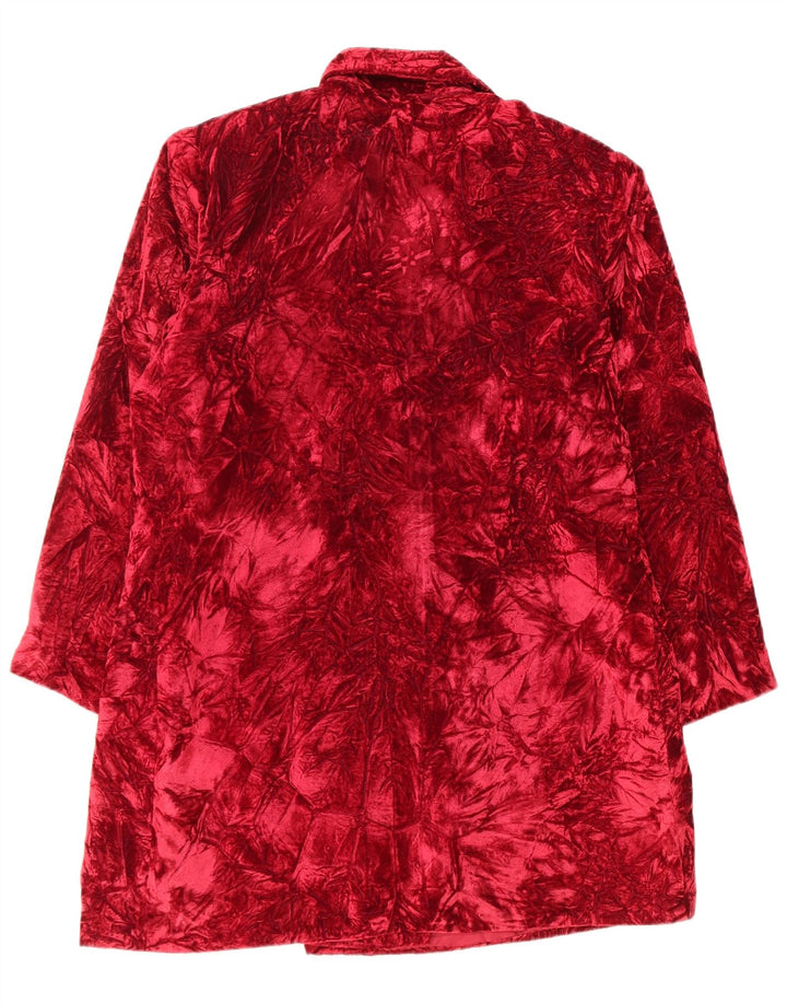 Giacca blazer vintage da donna con motivo astratto lungo e lungo UK 14 rosso medio