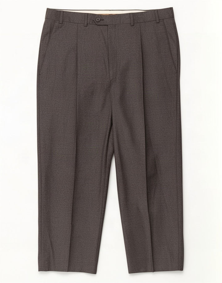 Pantaloni da abito corto da uomo Marks & Spencer W36 L24 lana grigia