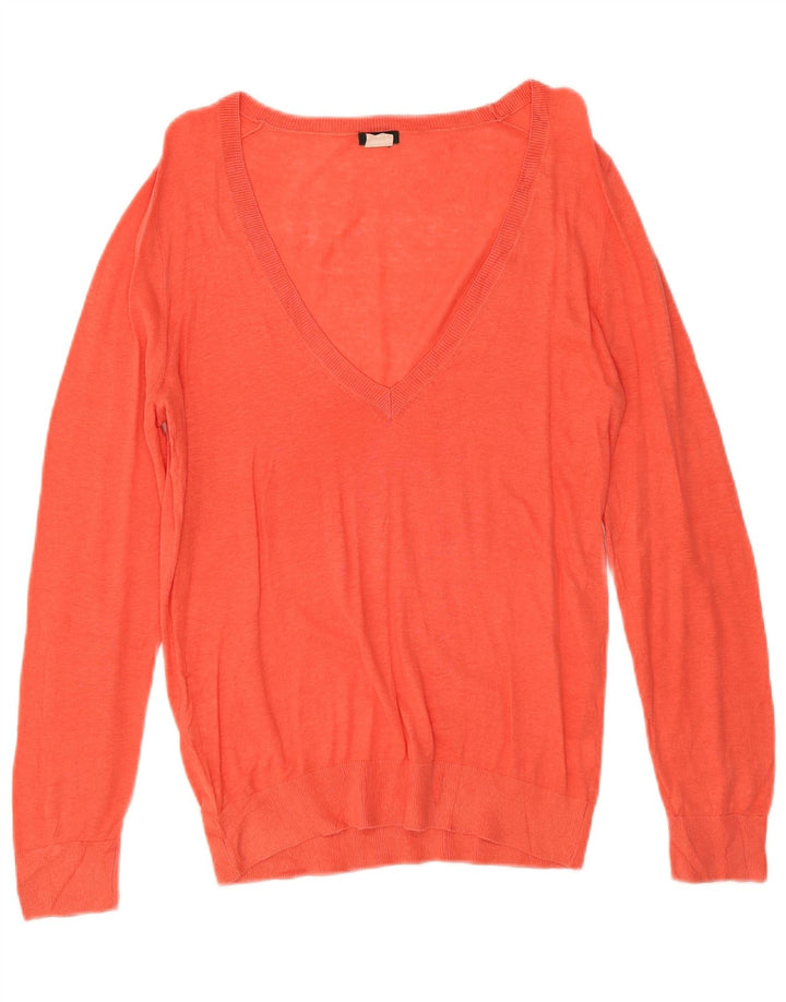 J. CREW Womens V-Neck Jumper Sweater UK 16 Large Red Silk Vintage J. Crew and Second-Hand J. Crew from Messina Hembry 