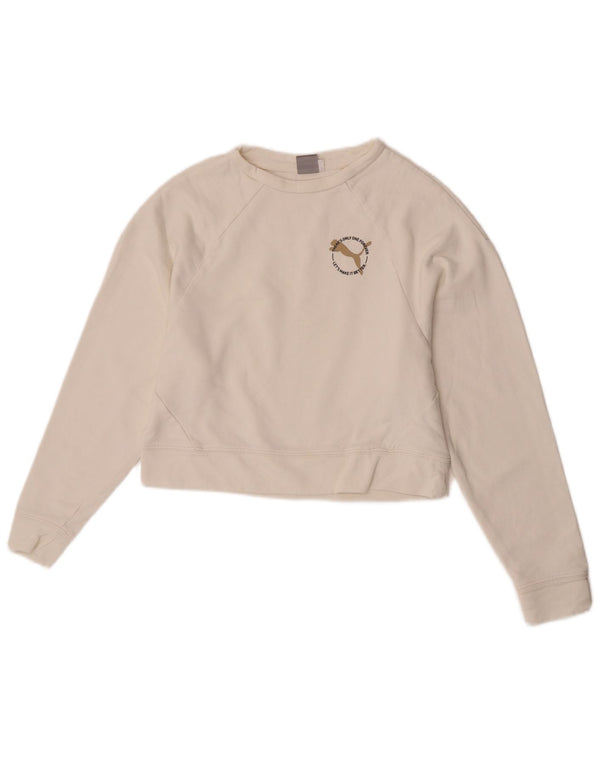 Felpa corta da donna Puma UK 6 XS cotone bianco