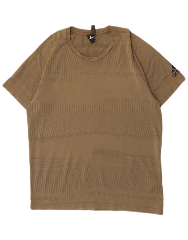 T-shirt da uomo Adidas Top grande in cotone a righe kaki