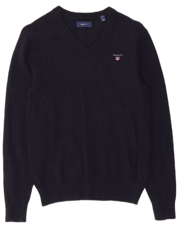 Gant maglione da donna con scollo a V UK 10 piccolo in lana blu navy