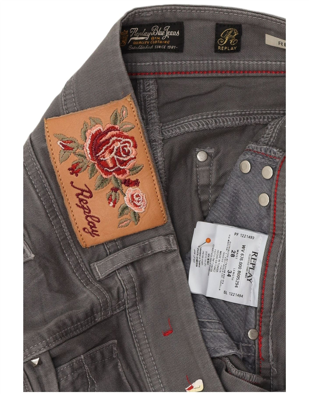 REPLAY Jeans Bootcut da donna Rearmy W28 L32 cotone grigio