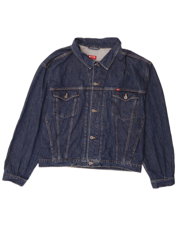 MUSTANG Mens Denim Jacket UK 44 2XL Navy Blue Cotton