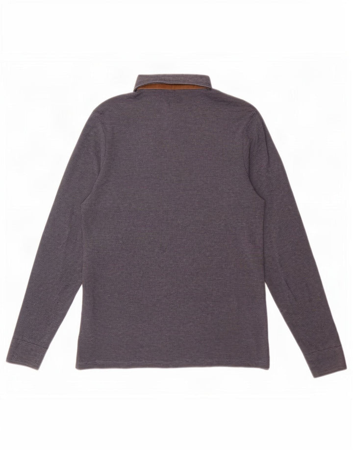 Polo da uomo a maniche lunghe Massimo Dutti blu navy medio