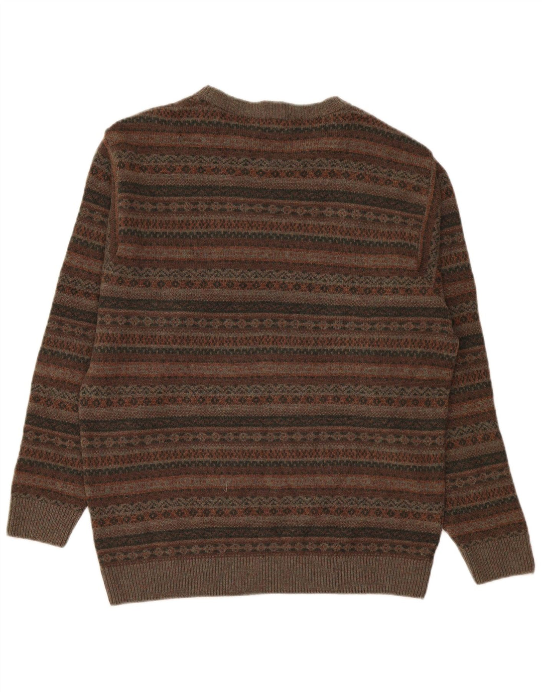 Maglione da uomo con scollo a barca L.L.Bean, lana d'agnello Fair Isle color kaki medio