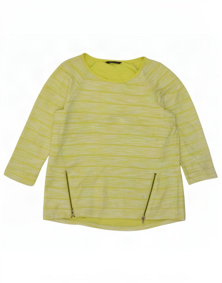 Top da donna Marks & Spencer manica 3/4 UK 14 poliestere a righe verdi grandi