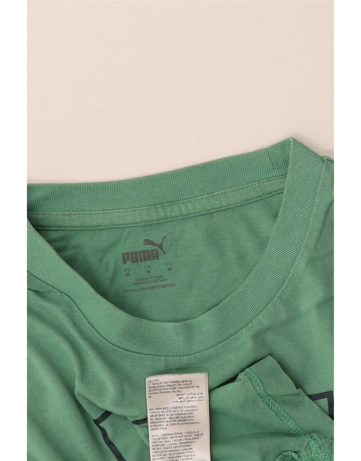 T-shirt grafica da uomo Puma Top in cotone turchese medio