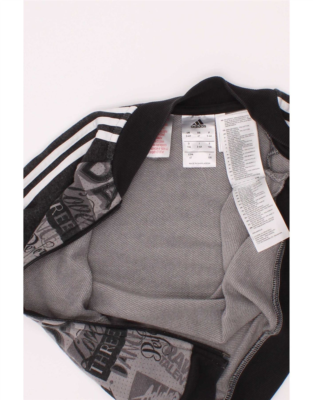 Giacca da ginnastica grafica da ragazzo Adidas 3-4 anni in cotone color block grigio