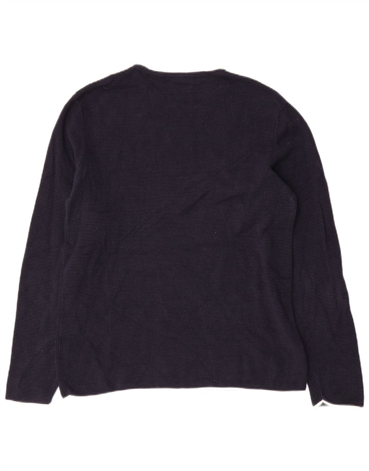 Maglione maglione girocollo da uomo Zara grande in cotone blu navy
