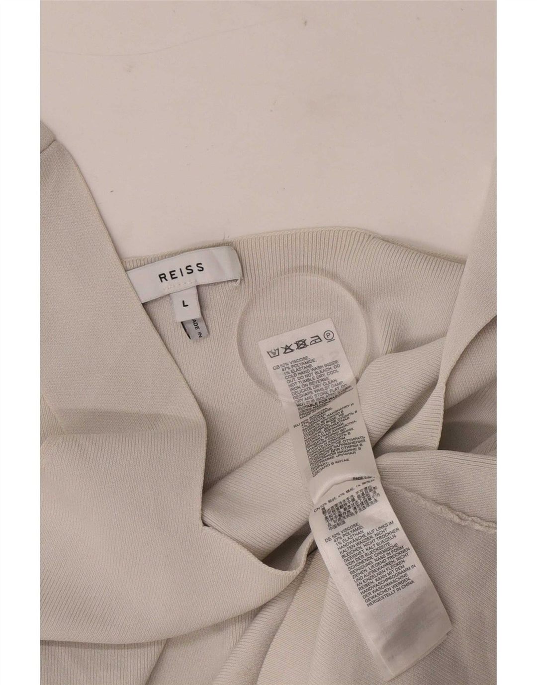 Canottiera corta da donna Reiss UK 14 grande in viscosa bianco sporco