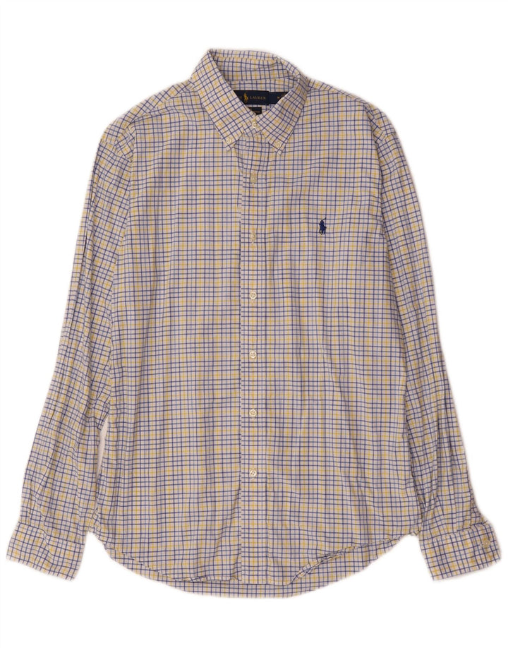 Camicia slim fit da uomo Ralph Lauren in cotone a quadri bianchi medi