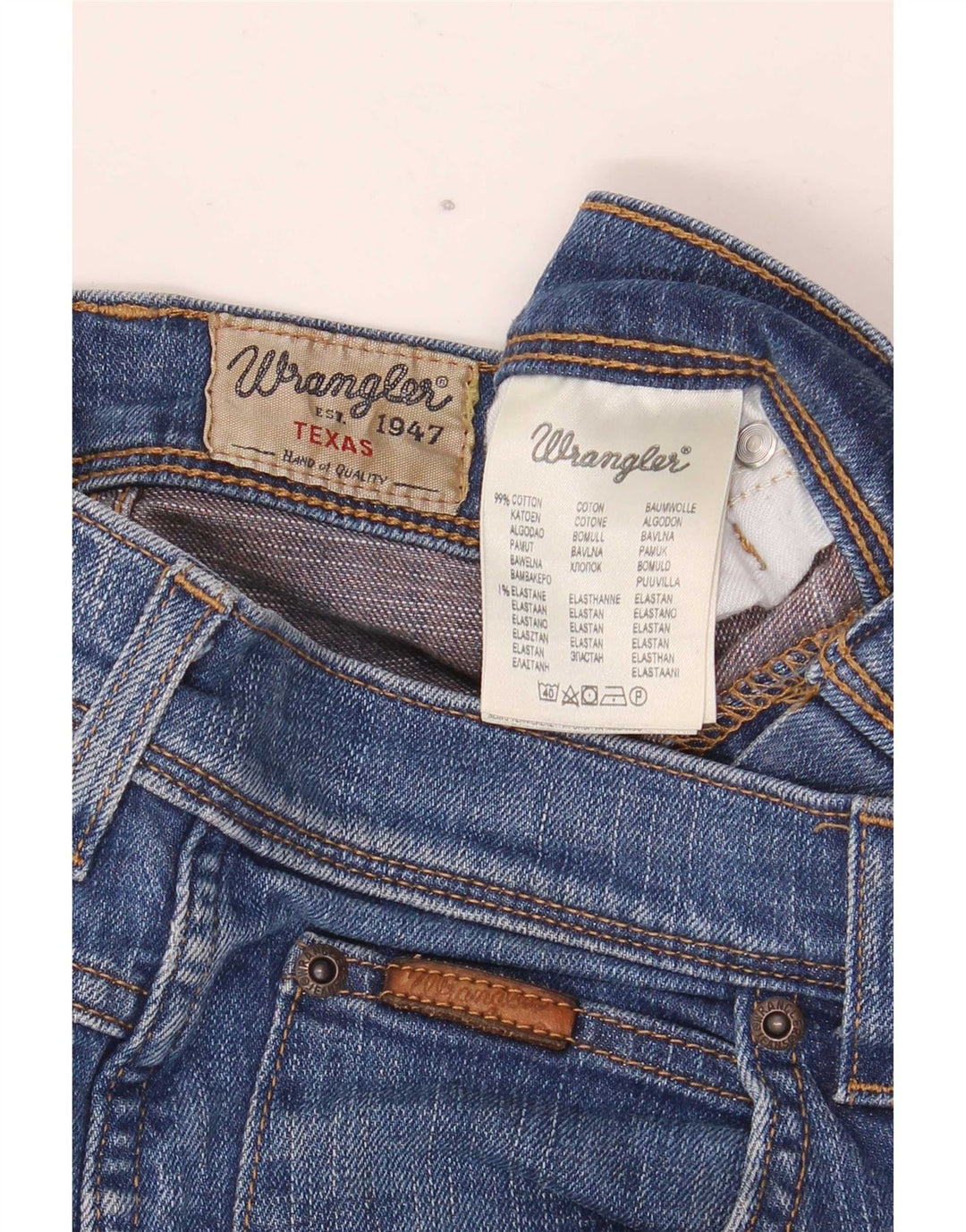 Jeans dritti elasticizzati Texas Wrangler da uomo W30 L32 cotone blu