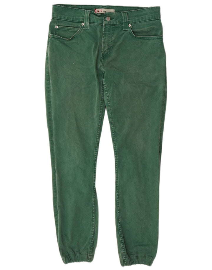 LEVI'S Uomo 511 Joggers Jeans Slim W32 L29 Cotone Verde