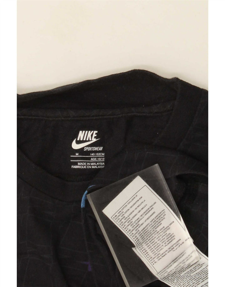 T-shirt Nike da bambino con motivo astratto, 10-11 anni, cotone nero medio
