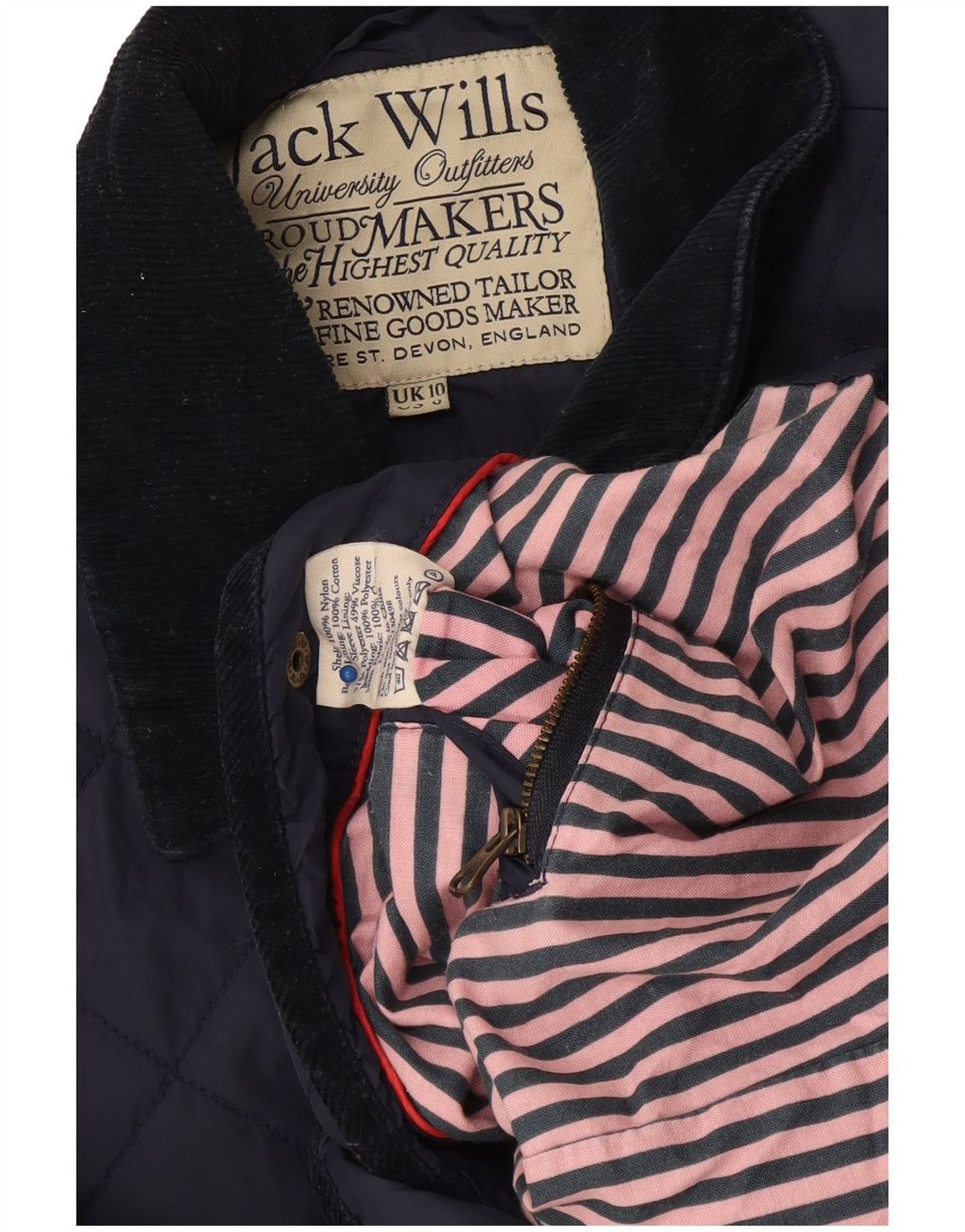 Giacca trapuntata da donna Jack Wills UK 10 piccola in nylon blu navy