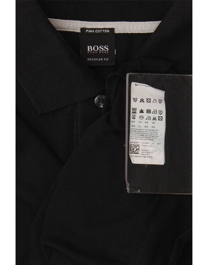 Polo Hugo Boss da uomo vestibilità regolare XL in cotone nero