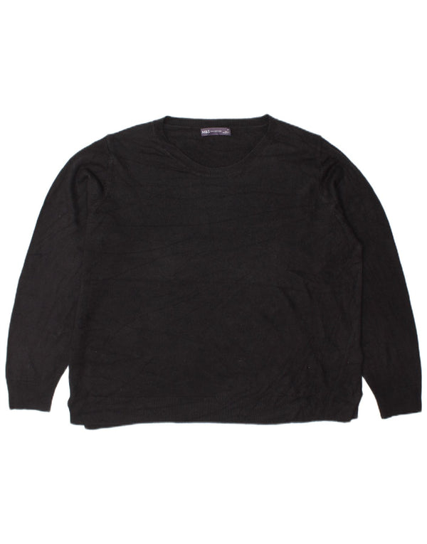 Maglione maglione girocollo da donna Marks & Spencer UK 22 3XL acrilico nero