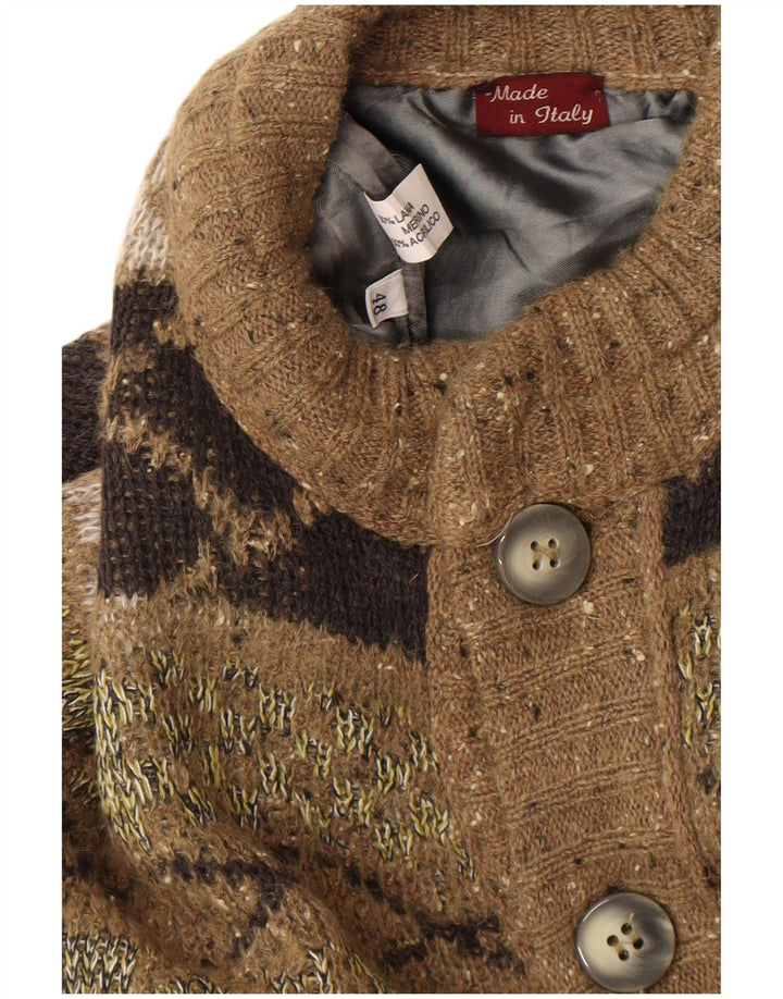 Giubbotto bomber in maglia dal taglio ampio da uomo vintage IT 48 Verde medio geometrico