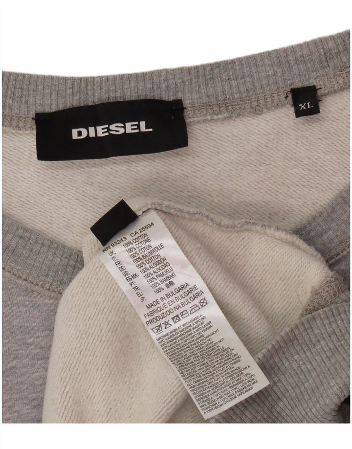 DIESEL Felpa da uomo Maglione XL Cotone a righe grigie