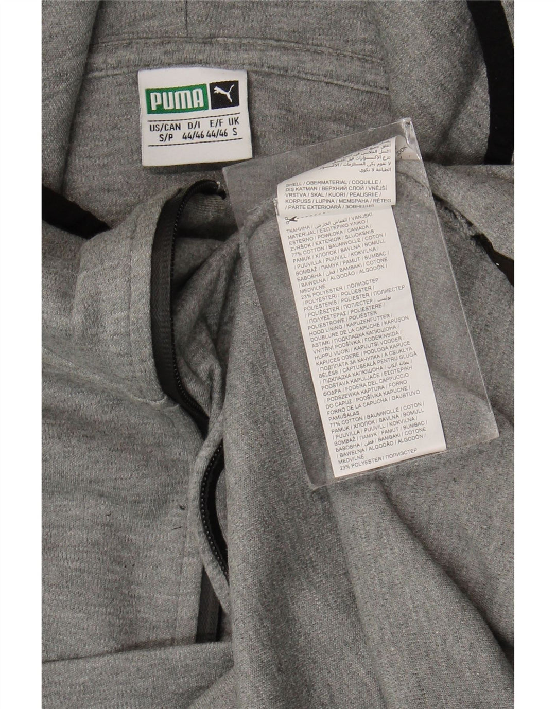 Felpa con cappuccio da uomo Puma con zip e collo, piccola, in cotone grigio