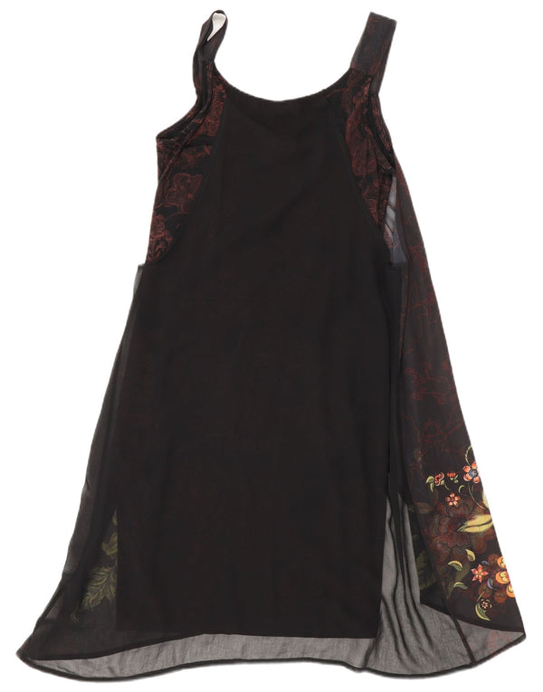 Abito tunica senza maniche da donna Desigual EU 38 medio nero floreale bohémien