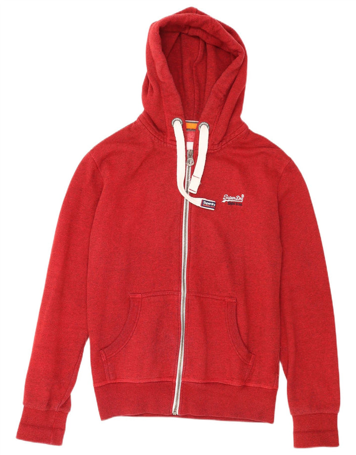Maglione con cappuccio e zip da uomo Superdry in cotone rosso medio