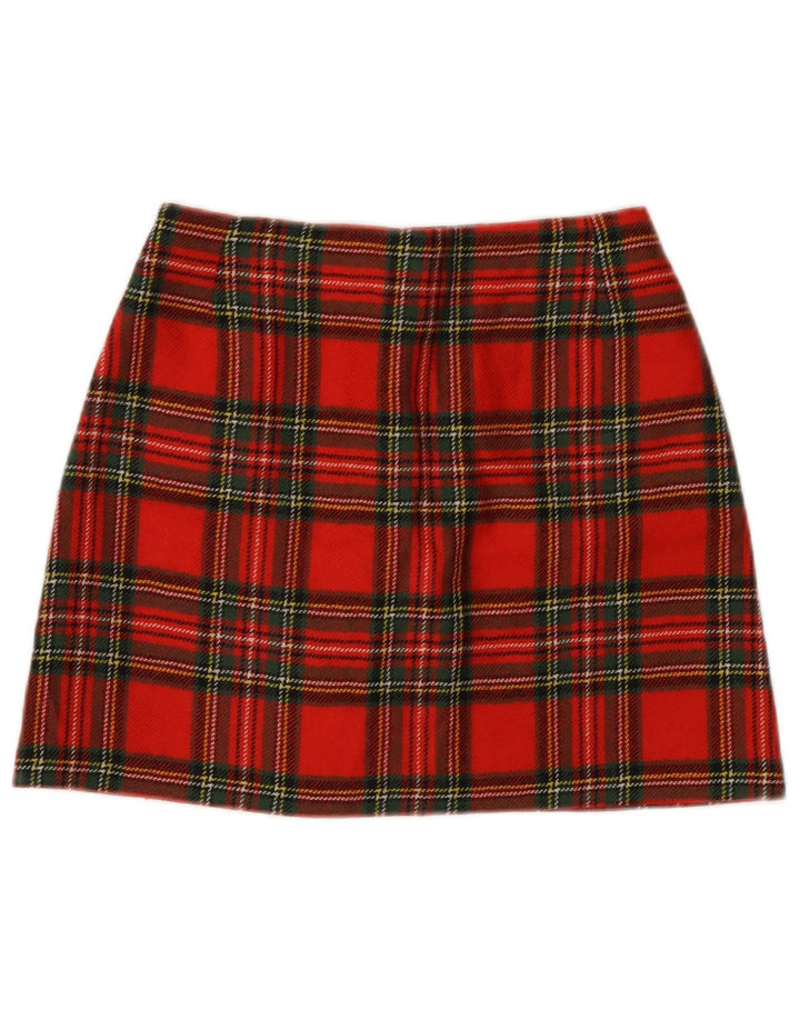 Gonna a trapezio da donna vintage W26 piccolo quadretto rosso