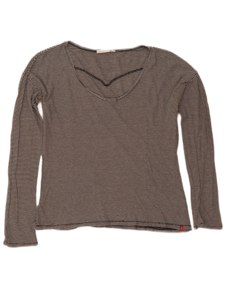 Levi's Top da donna a maniche lunghe UK 14 Cotone a righe nere medie