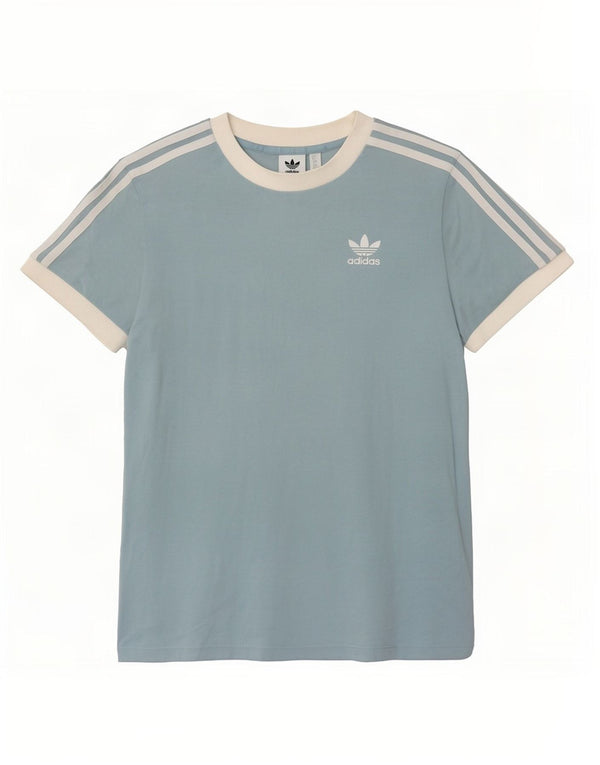 T-shirt da donna Adidas Top UK 6 XS blu in cotone color block