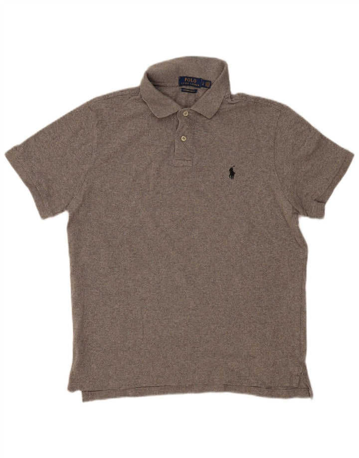 POLO RALPH LAUREN Polo da uomo slim fit personalizzata grande in cotone grigio