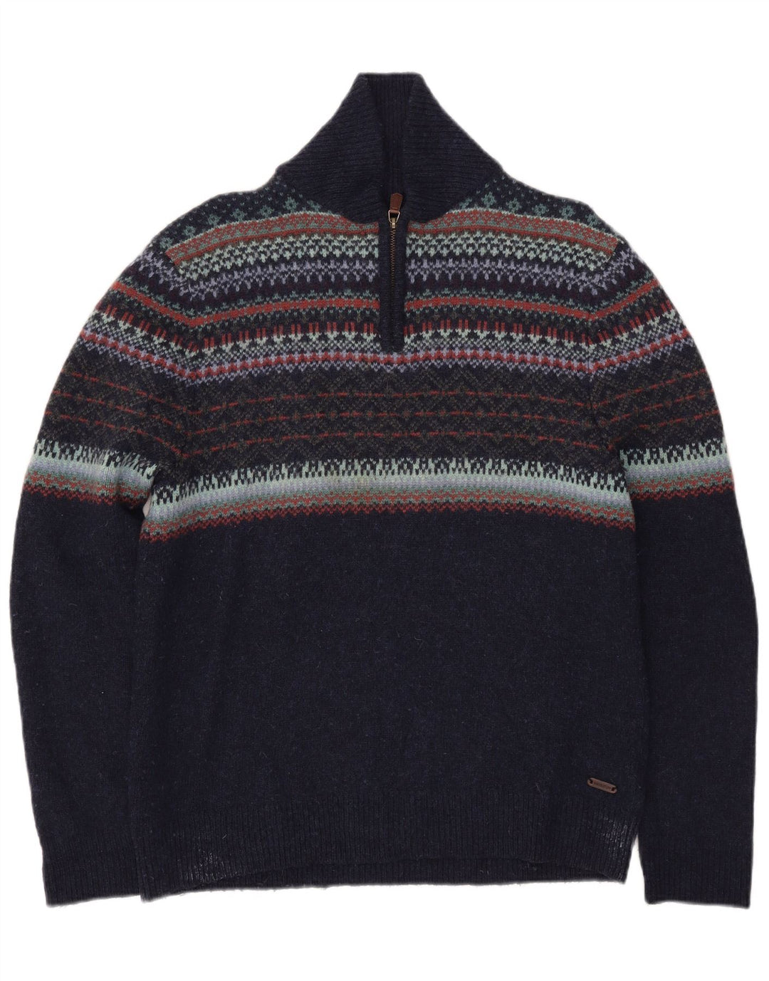 Maglione da uomo con collo alto di White Stuff, grande lana Fair Isle blu navy